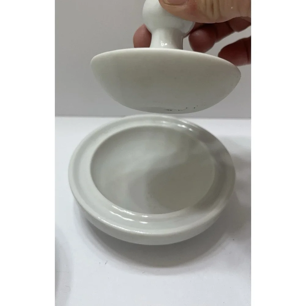 Mortar And Pedestal Set White Porcelain Set Of 3 For Crushing Spices Or Pills